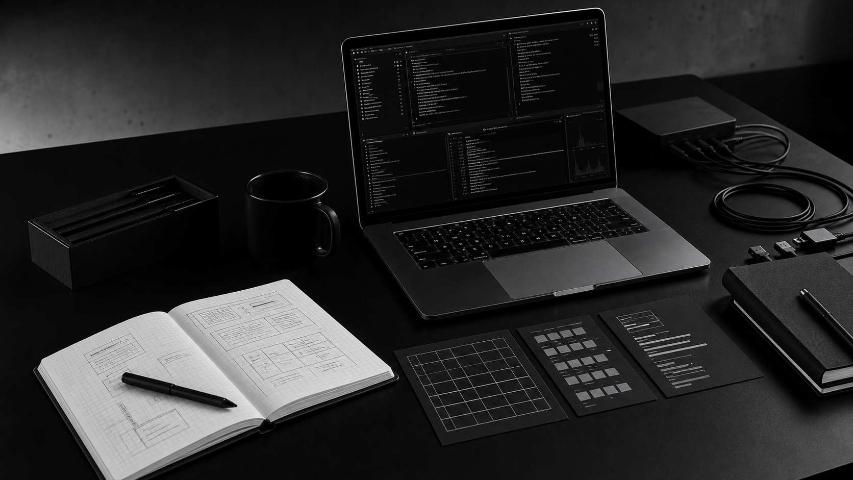 Black-and-white AI agent workbench generated by GPT Image 2